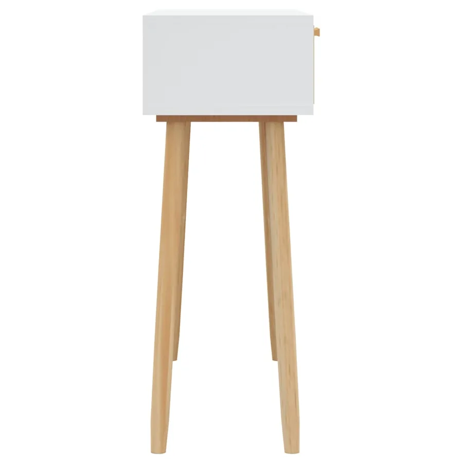 Table console Blanc 80x30x75 cm Bois massif pin /rotin naturel - 5