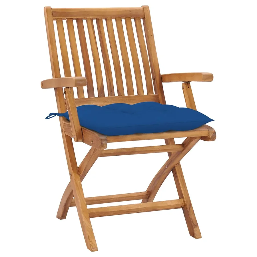 Chaises pliables de jardin avec coussins lot de 8 Teck solide - 2