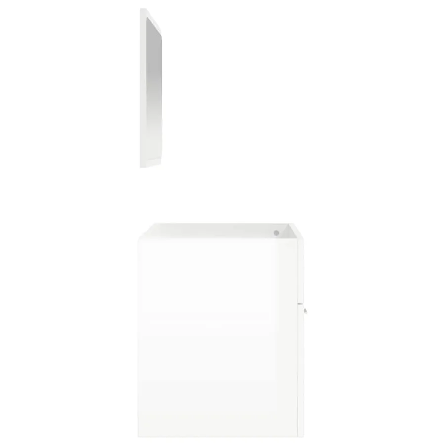 Armoire de bain avec miroir blanc brillant bois d'ingénierie - 6