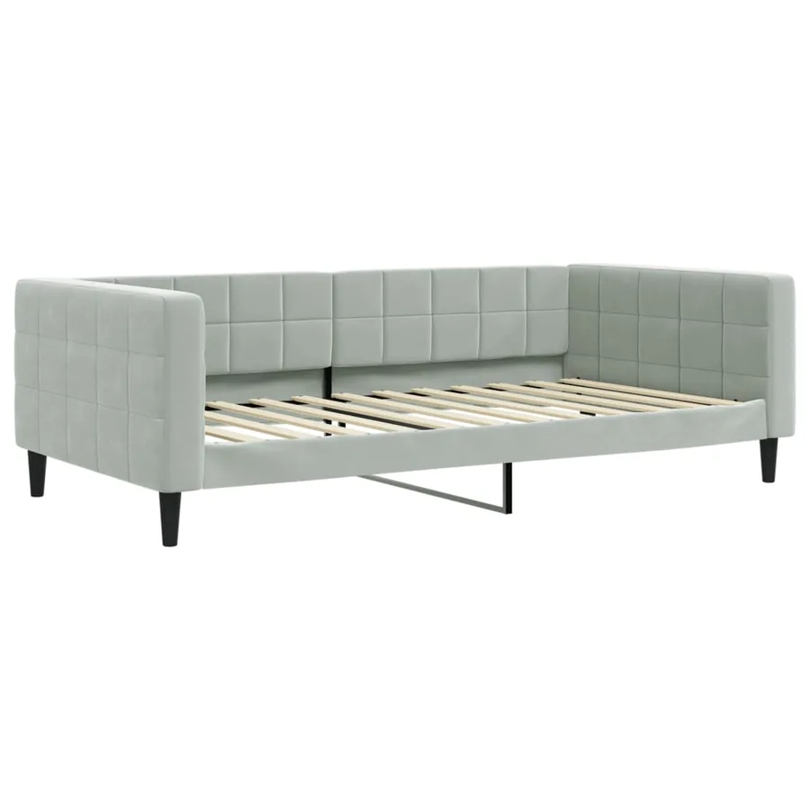Lit de repos sans matelas gris clair 100x200 cm velours - 2