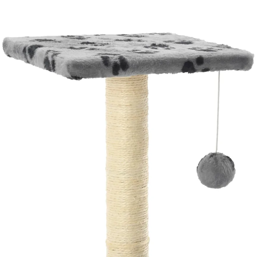 Arbre à chat avec griffoirs en sisal 65 cm Gris Motif de pattes - 4