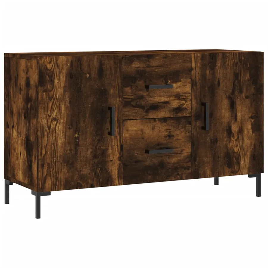 Buffet chêne fumé 100x36x60 cm bois d'ingénierie - 2