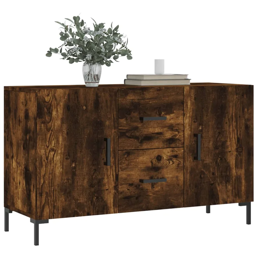 Buffet chêne fumé 100x36x60 cm bois d'ingénierie - 3
