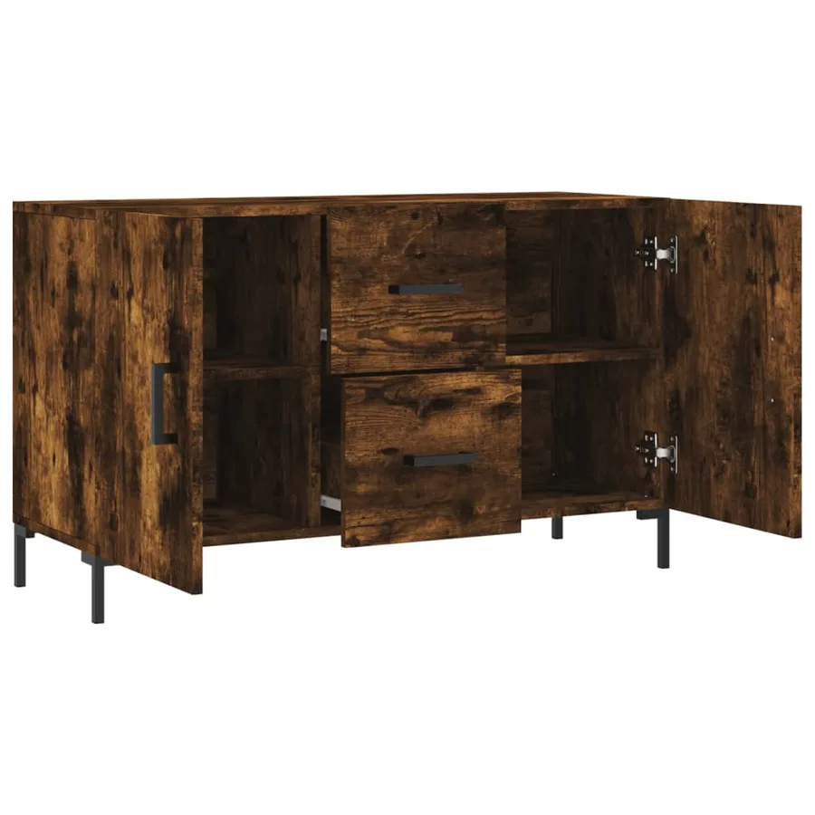 Buffet chêne fumé 100x36x60 cm bois d'ingénierie - 5