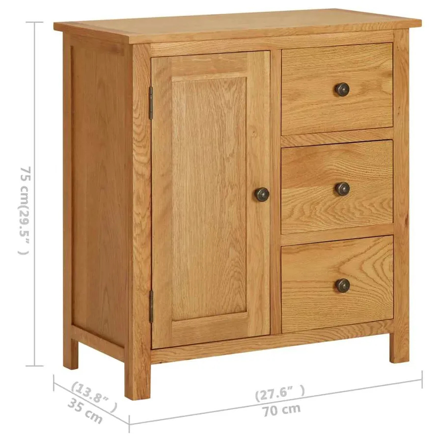 Placard 70x35x75 cm Bois de chêne massif - 8