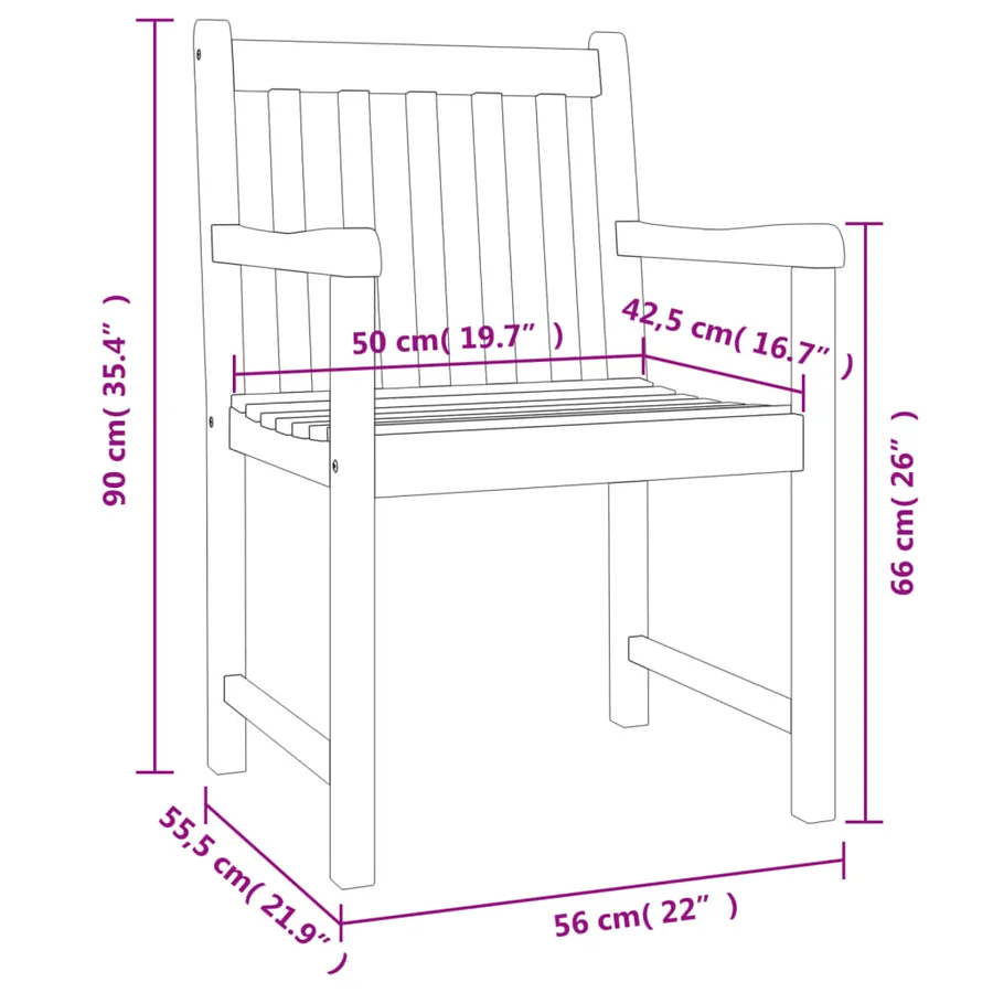 Chaises de jardin lot de 8 56x55,5x90 bois massif d'acacia - 8