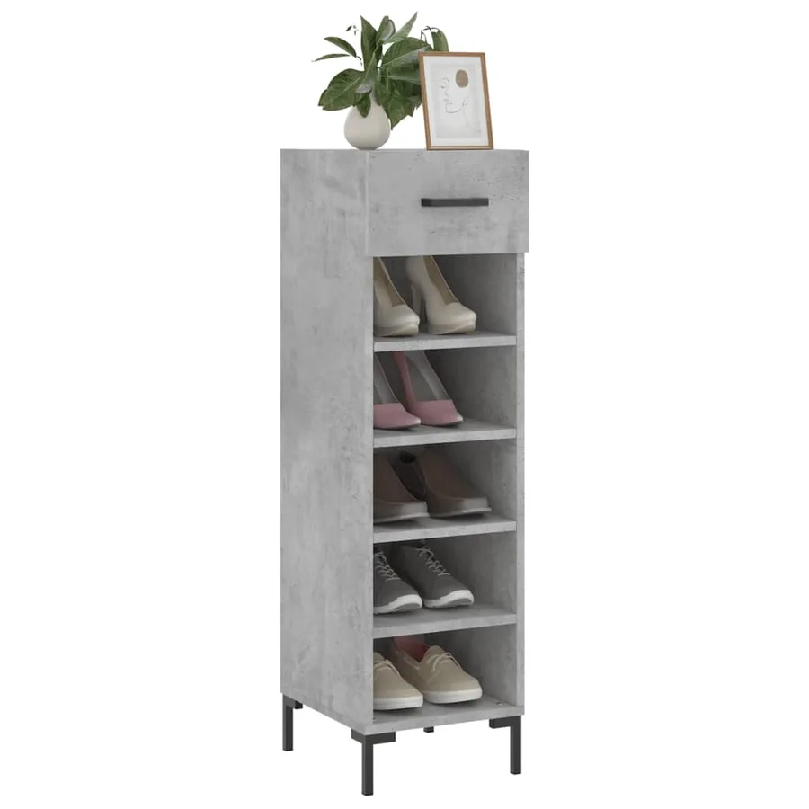Armoire à chaussures gris béton 30x35x105 cm bois d'ingénierie - 3