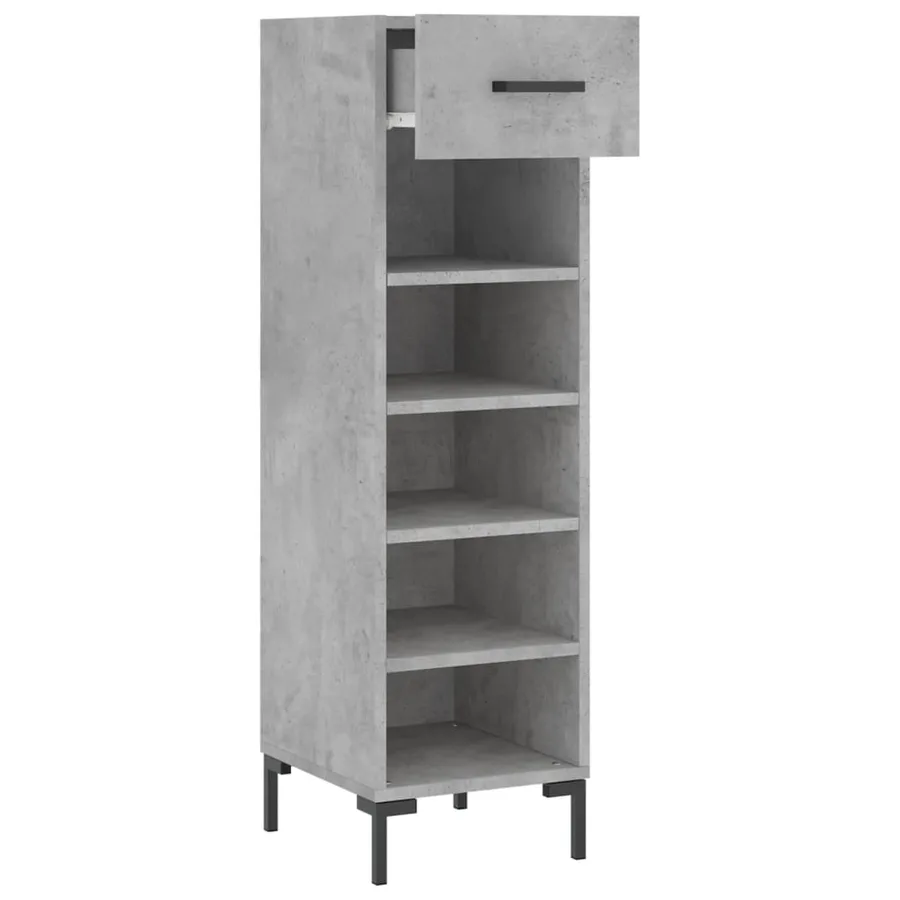 Armoire à chaussures gris béton 30x35x105 cm bois d'ingénierie - 5