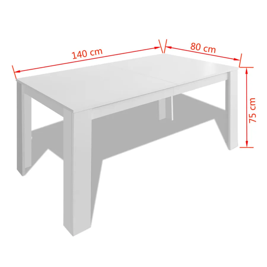 Table à manger 140x80x75 cm blanc - 5