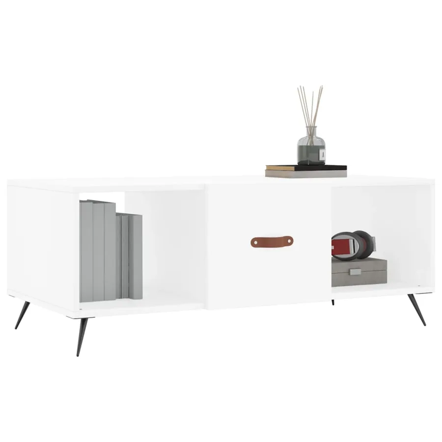 Table basse blanc 102x50x40 cm bois d'ingénierie - 3