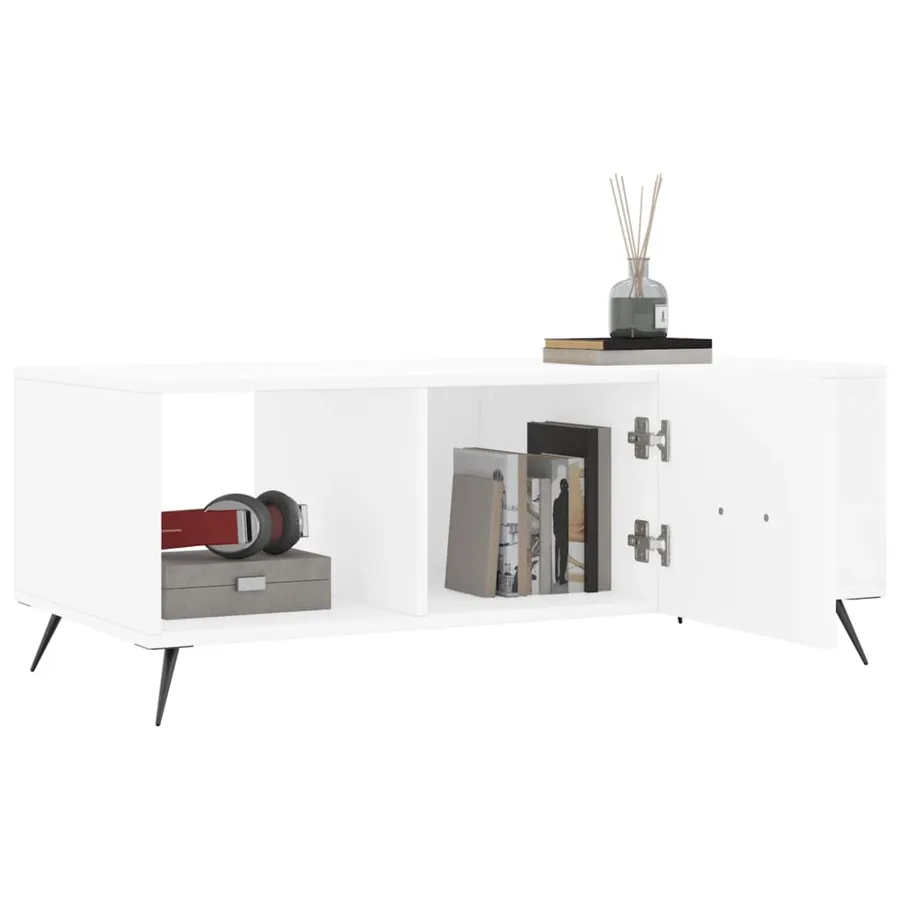 Table basse blanc 102x50x40 cm bois d'ingénierie - 4