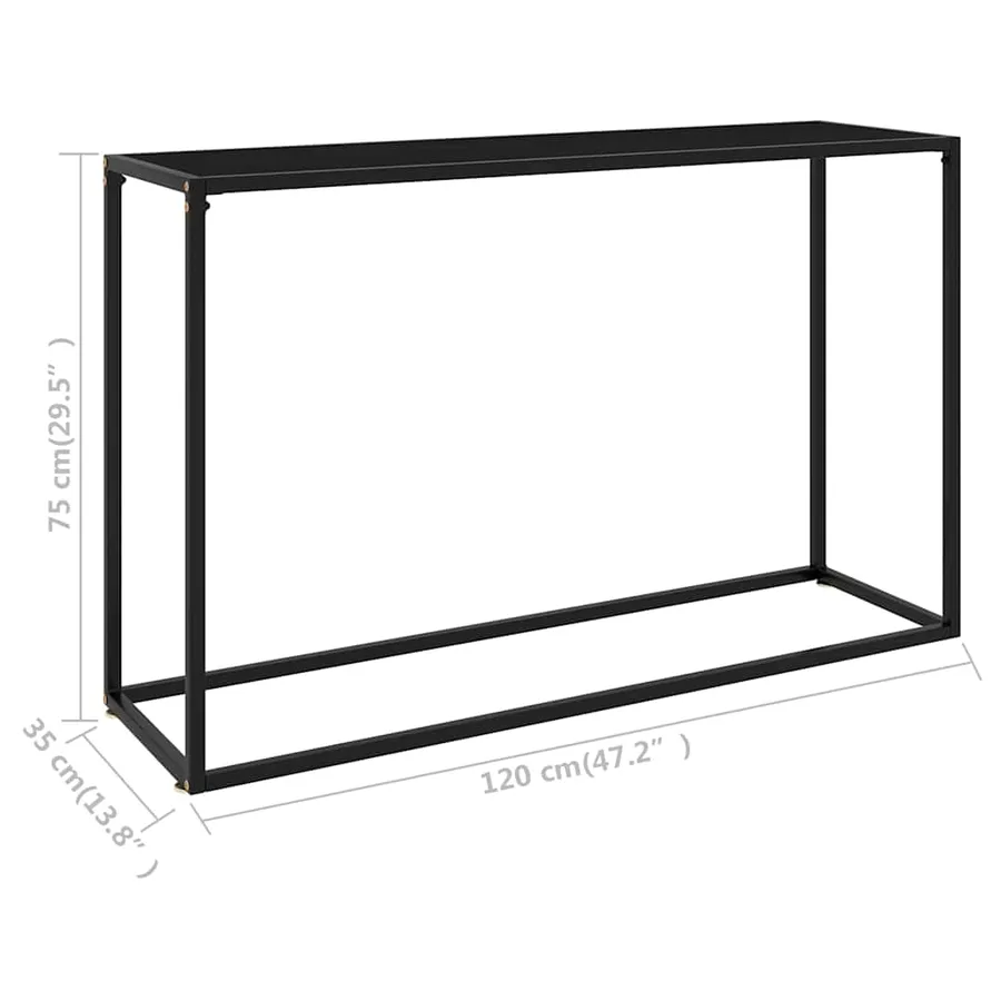 Table console Noir 120x35x75 cm Verre trempé - 6