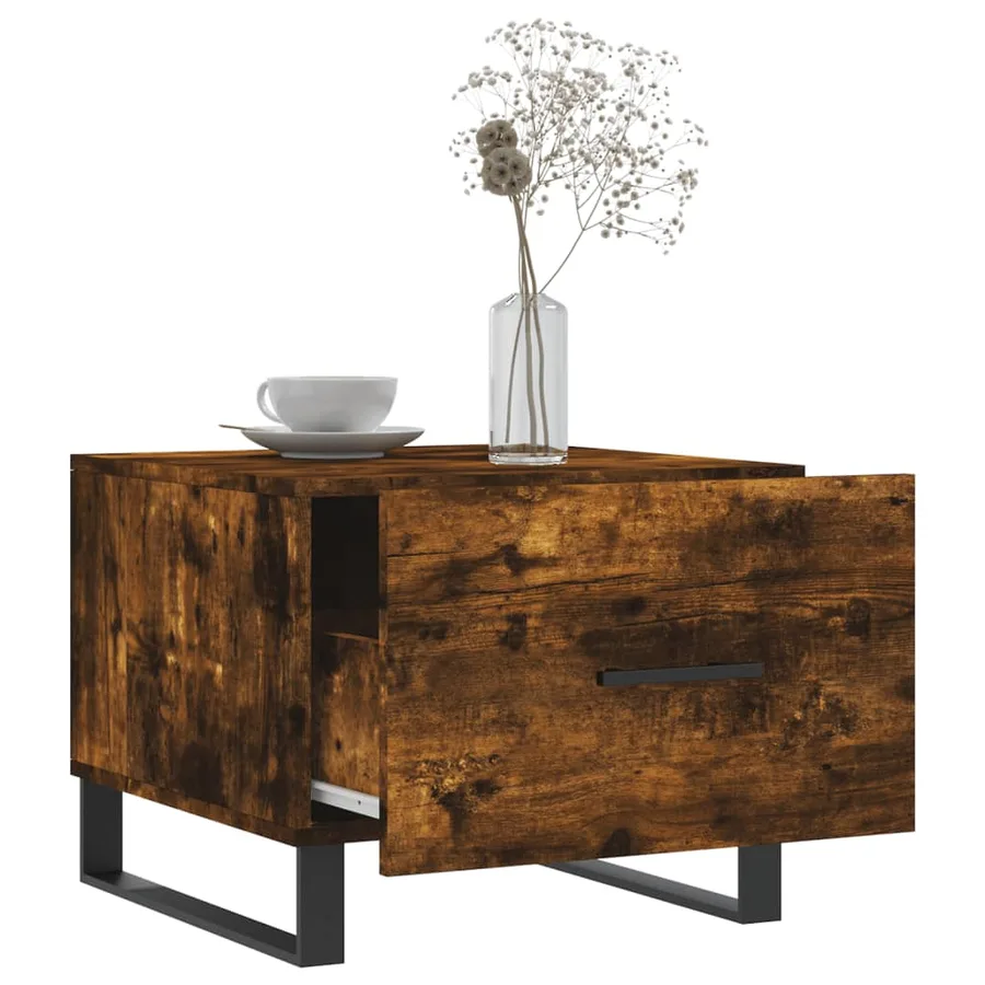 Tables basses 2 pcs chêne fumé 50x50x40 cm bois d'ingénierie - 4