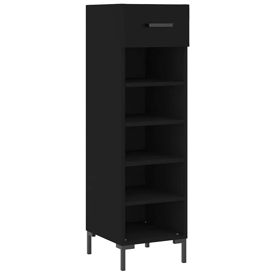 Armoire à chaussures noir 30x35x105 cm bois d'ingénierie - 2