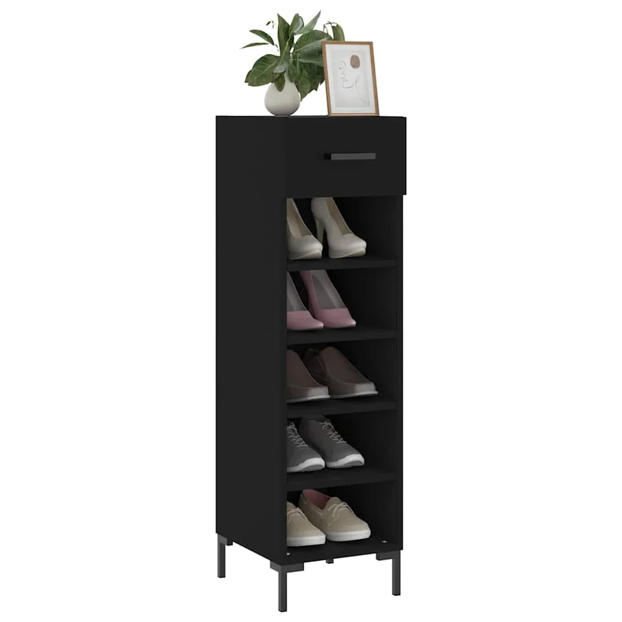 Armoire à chaussures noir 30x35x105 cm bois d'ingénierie - 3