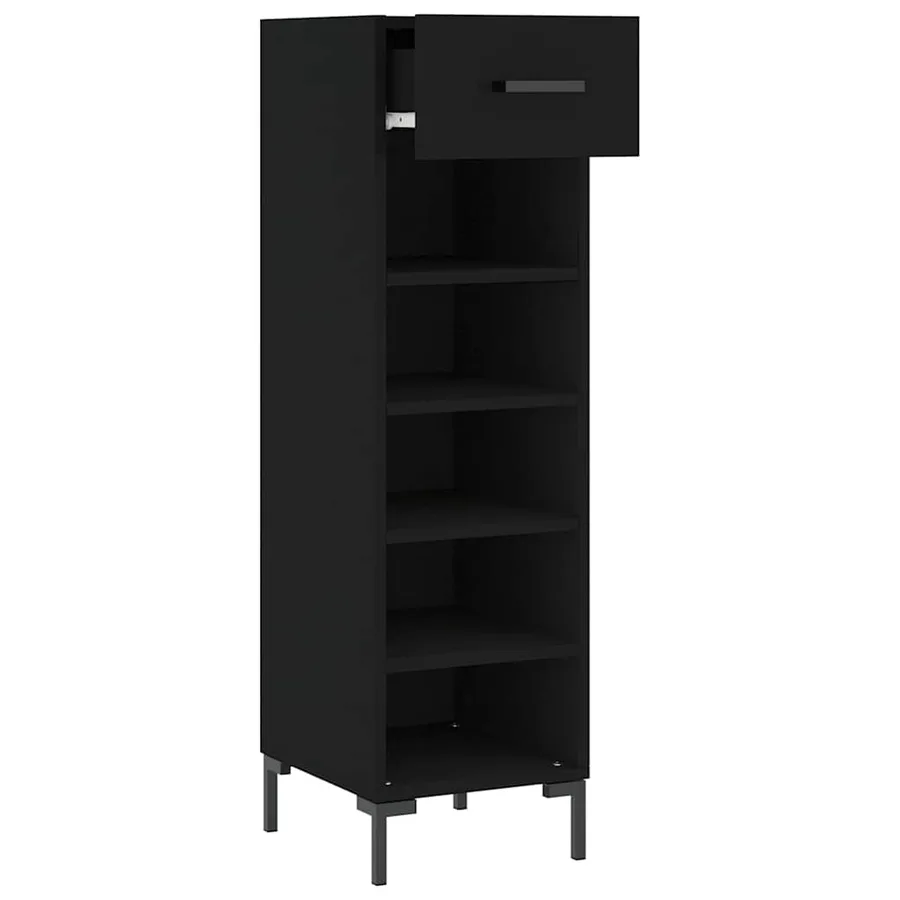 Armoire à chaussures noir 30x35x105 cm bois d'ingénierie - 5