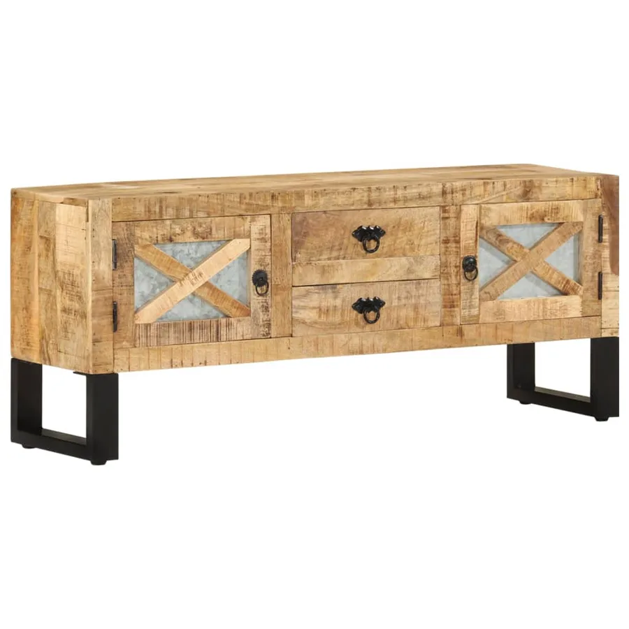 Meuble TV 110x30x45 cm Bois de manguier brut - 11