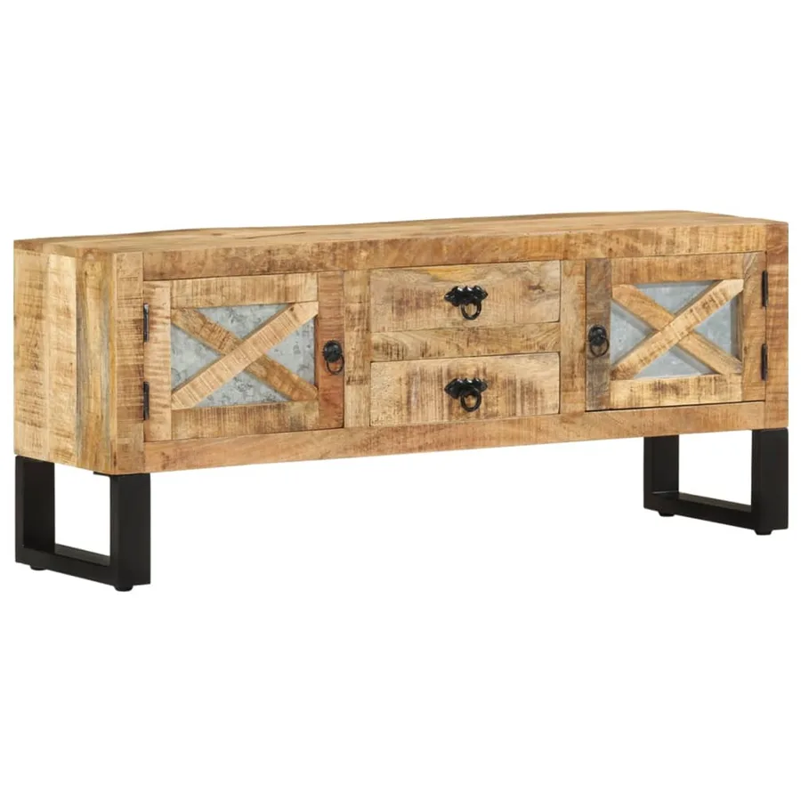 Meuble TV 110x30x45 cm Bois de manguier brut - 12
