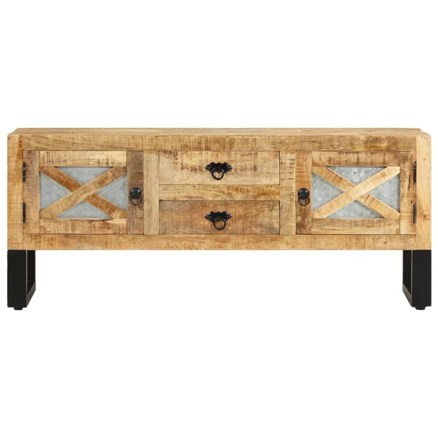 Meuble TV 110x30x45 cm Bois de manguier brut - 2