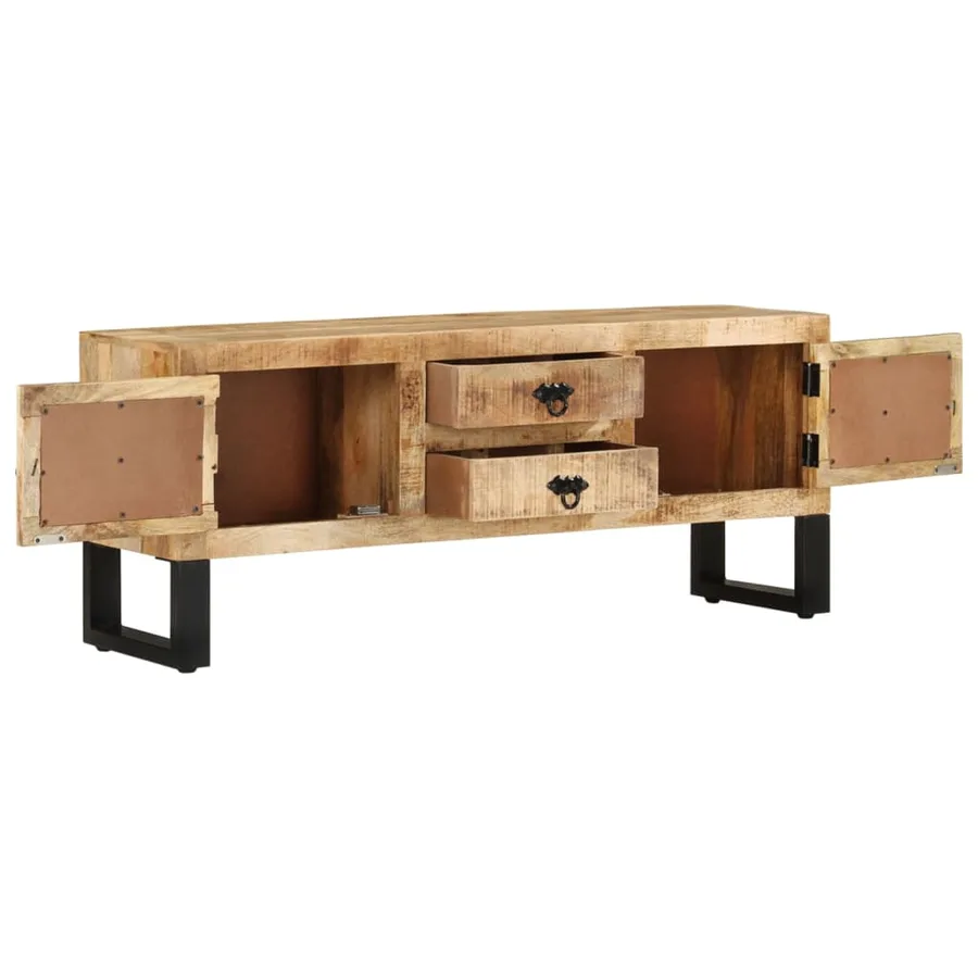 Meuble TV 110x30x45 cm Bois de manguier brut - 4