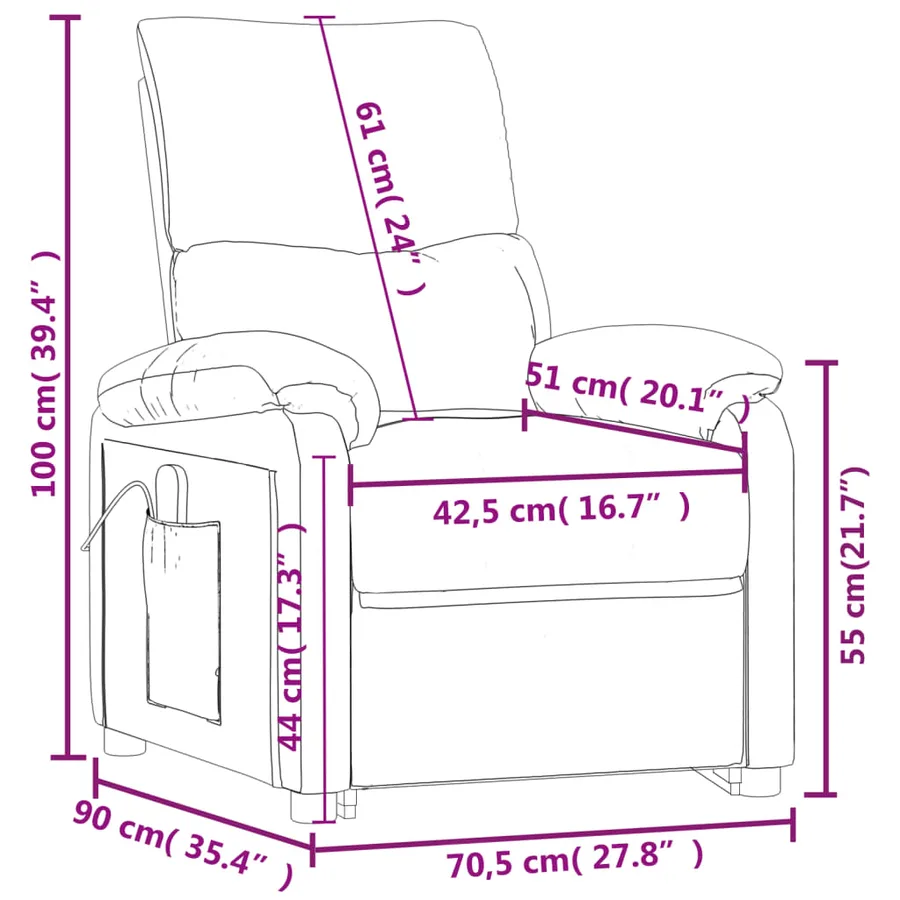Fauteuil inclinable électrique Noir Tissu - 12