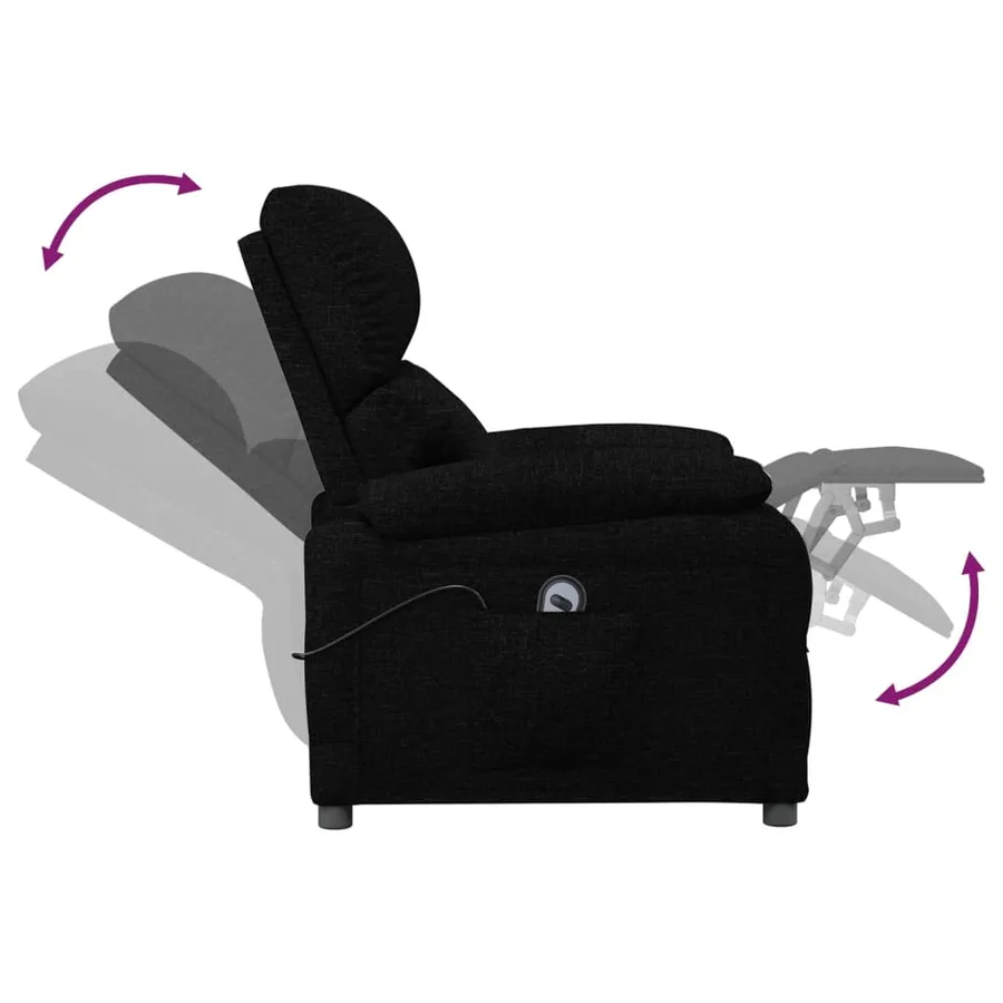 Fauteuil inclinable électrique Noir Tissu - 7