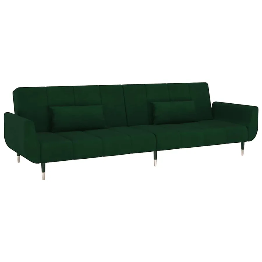 Canapé-lit à 2 places avec deux oreillers Vert foncé Velours - 2