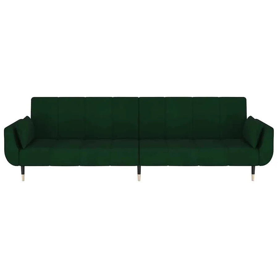 Canapé-lit à 2 places avec deux oreillers Vert foncé Velours - 5