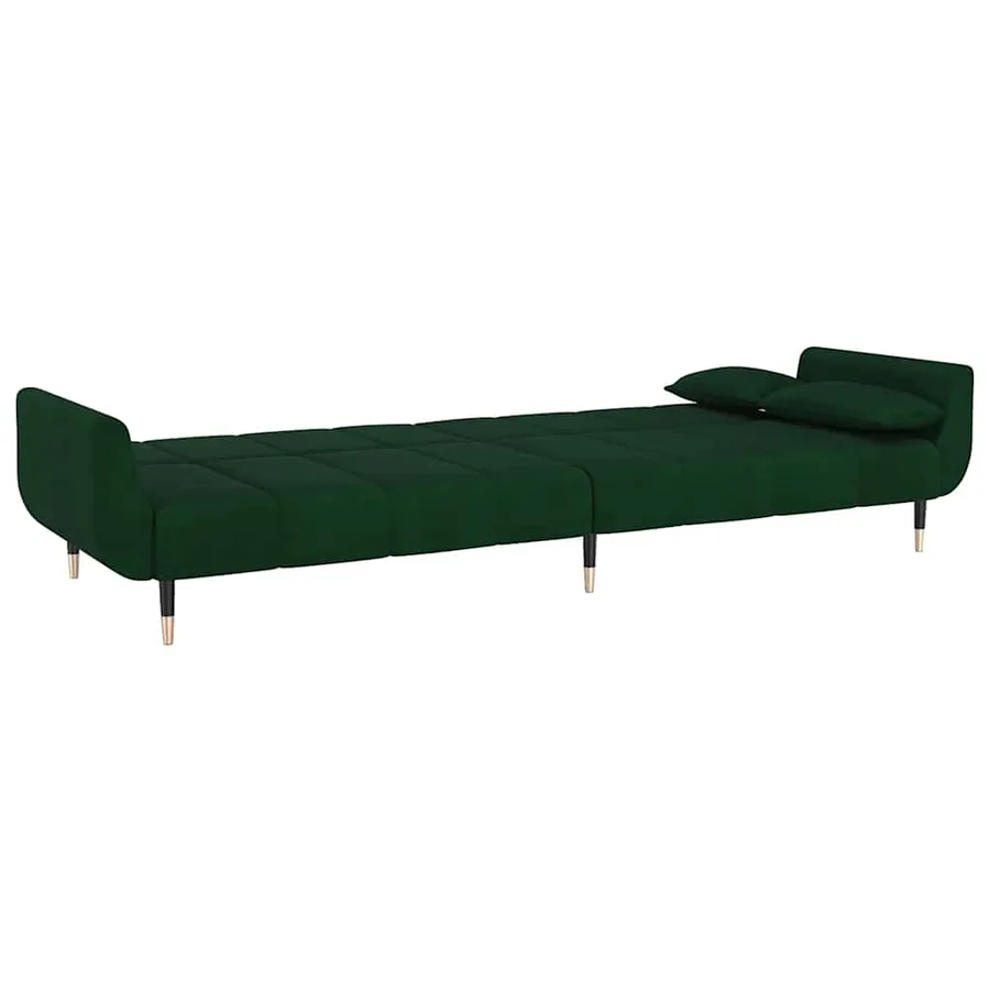 Canapé-lit à 2 places avec deux oreillers Vert foncé Velours - 7
