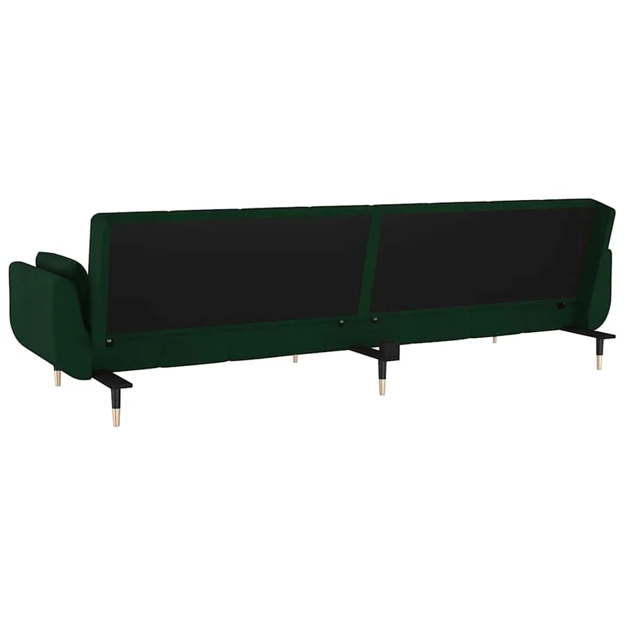 Canapé-lit à 2 places avec deux oreillers Vert foncé Velours - 8
