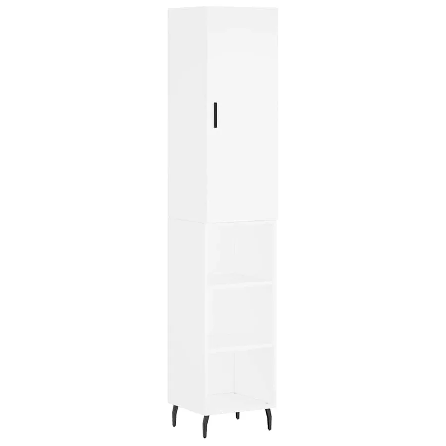 Buffet haut Blanc 34,5x34x180 cm Bois d'ingénierie - 2
