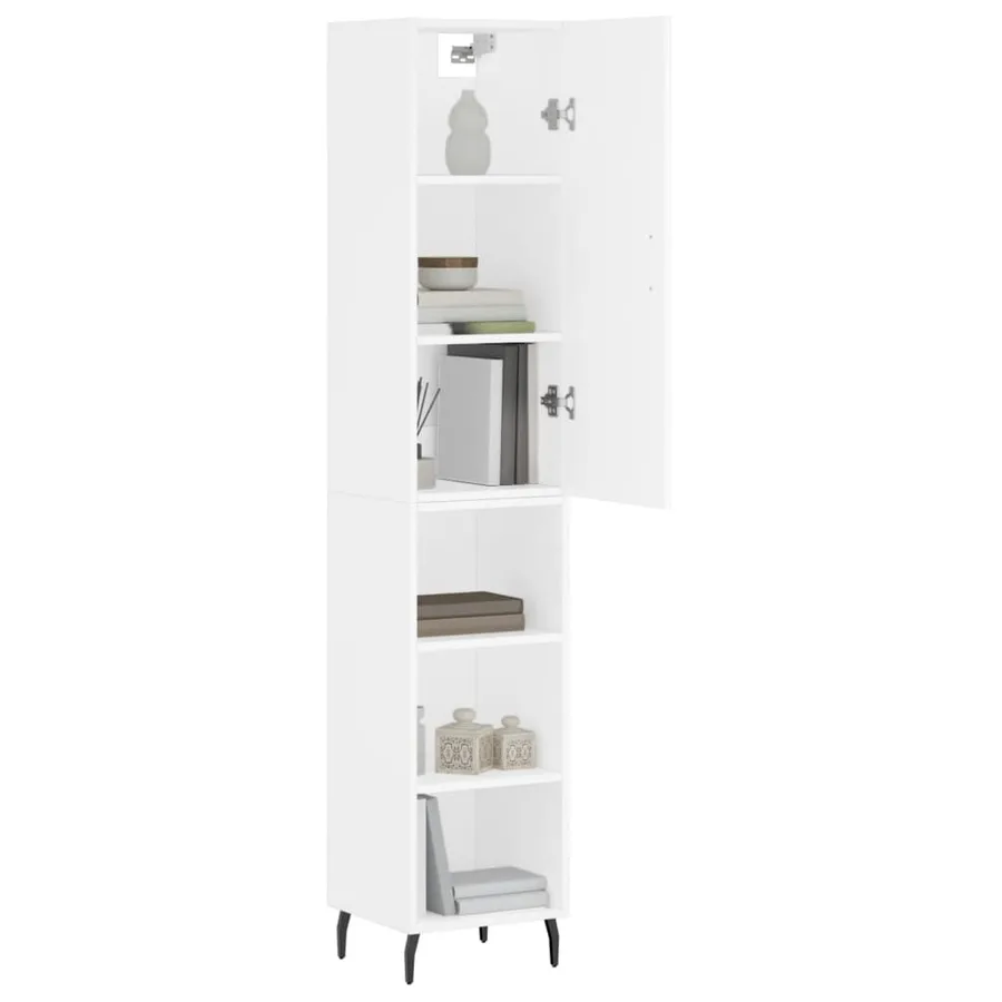 Buffet haut Blanc 34,5x34x180 cm Bois d'ingénierie - 3