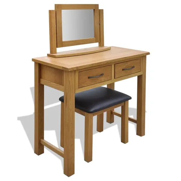 Coiffeuse avec tabouret Bois de chêne massif