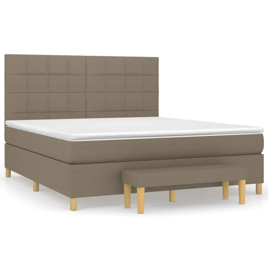 Sommier à lattes de lit avec matelas Taupe 160x200 cm Tissu - 2