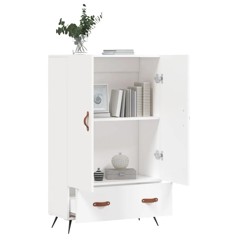 Buffet haut blanc 69,5x31x115 cm bois d'ingénierie - 3