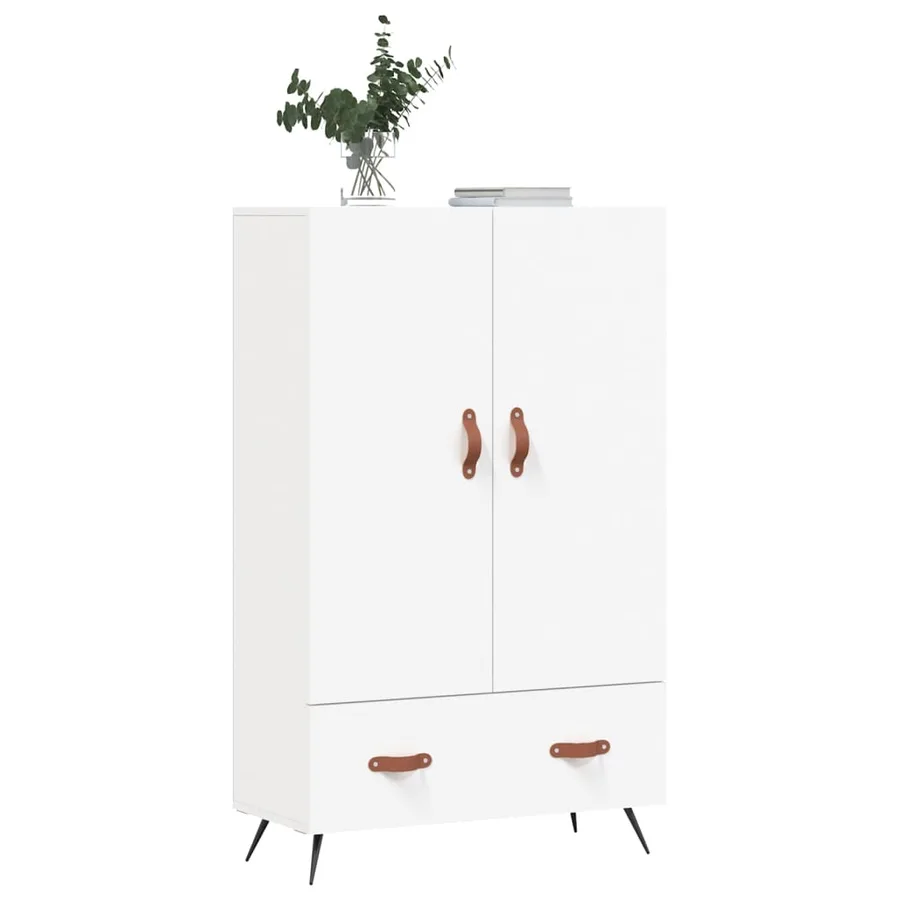 Buffet haut blanc 69,5x31x115 cm bois d'ingénierie - 4