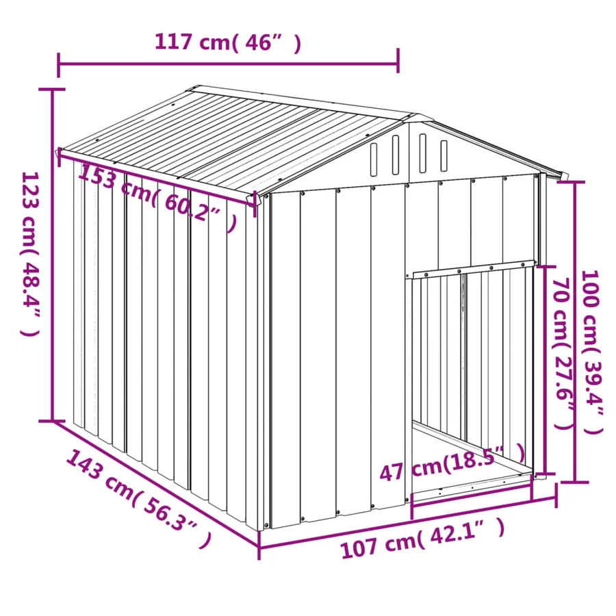 Niche pour chien avec toit anthracite acier galvanisé - 5