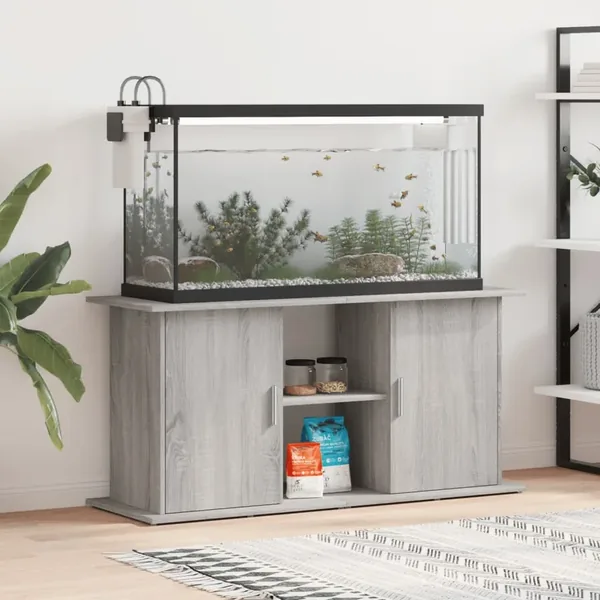 Support pour aquarium sonoma gris 121x41x58cm bois d'ingénierie