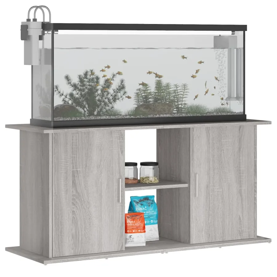 Support pour aquarium sonoma gris 121x41x58cm bois d'ingénierie - 3