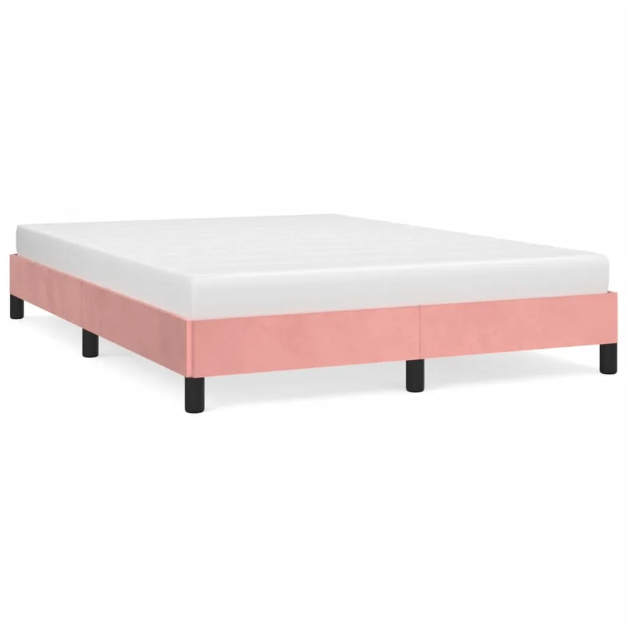Cadre de lit sans matelas rose 140x190 cm velours - 2