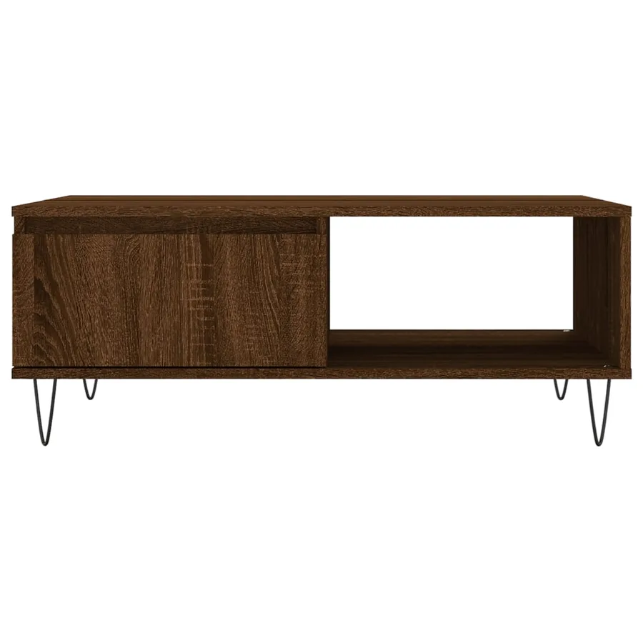 Table basse chêne marron 90x60x35 cm bois d'ingénierie - 5