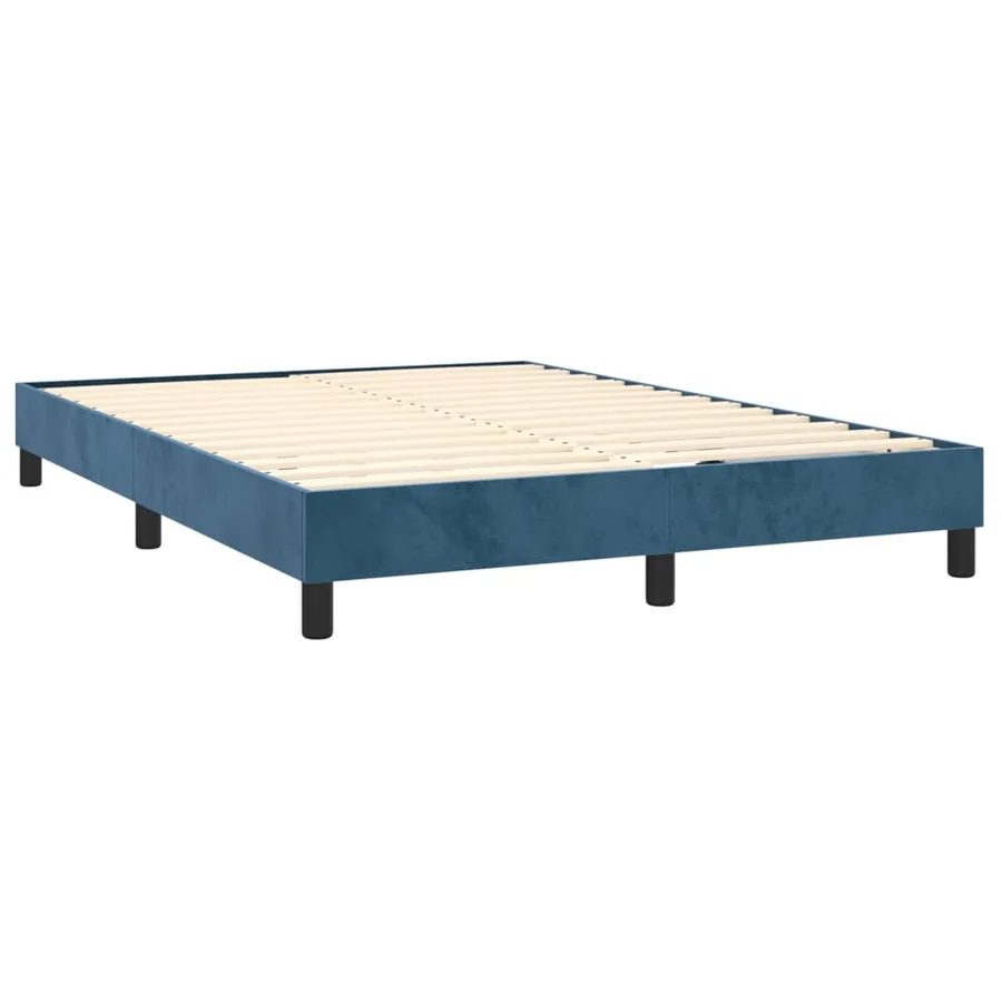Sommier à lattes de lit et matelas Bleu foncé 140x190cm Velours - 4