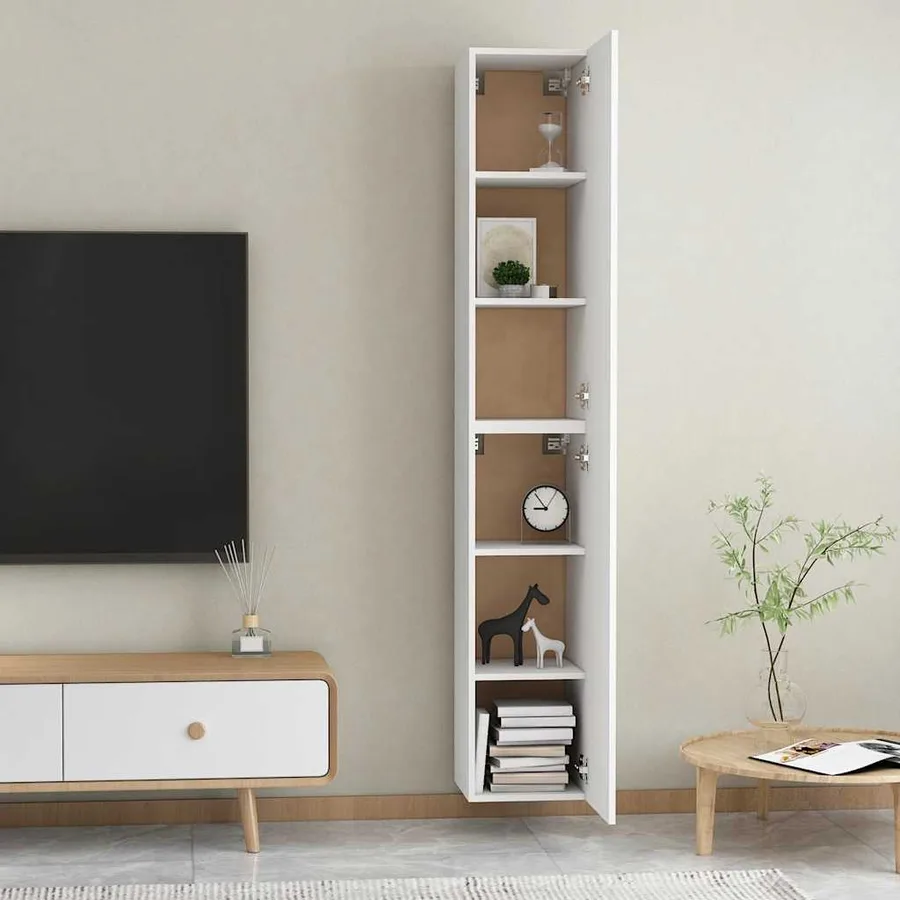 Meubles TV 2 pcs Blanc 30,5x30x90 cm Bois d’ingénierie - 10