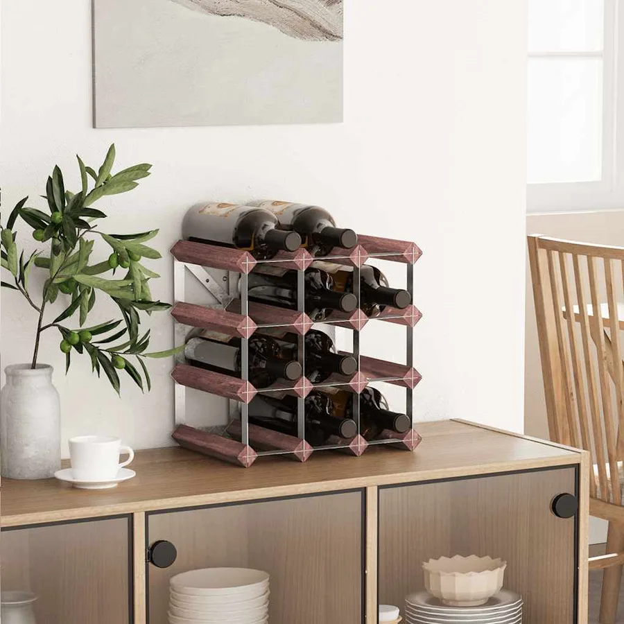 Casier à bouteilles pour 12 bouteilles Marron Bois pin solide - 3