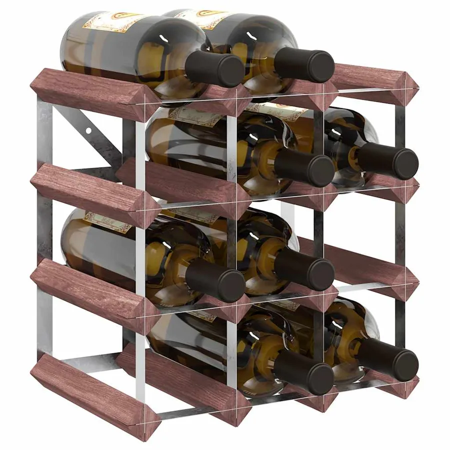 Casier à bouteilles pour 12 bouteilles Marron Bois pin solide - 4