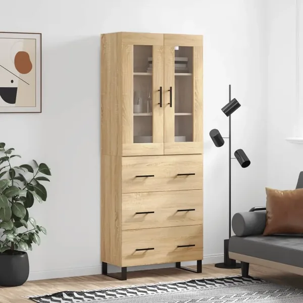 Buffet haut Chêne sonoma 69,5x34x180 cm Bois d'ingénierie