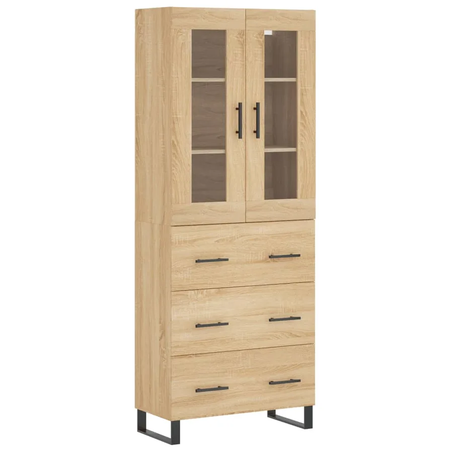 Buffet haut Chêne sonoma 69,5x34x180 cm Bois d'ingénierie - 2