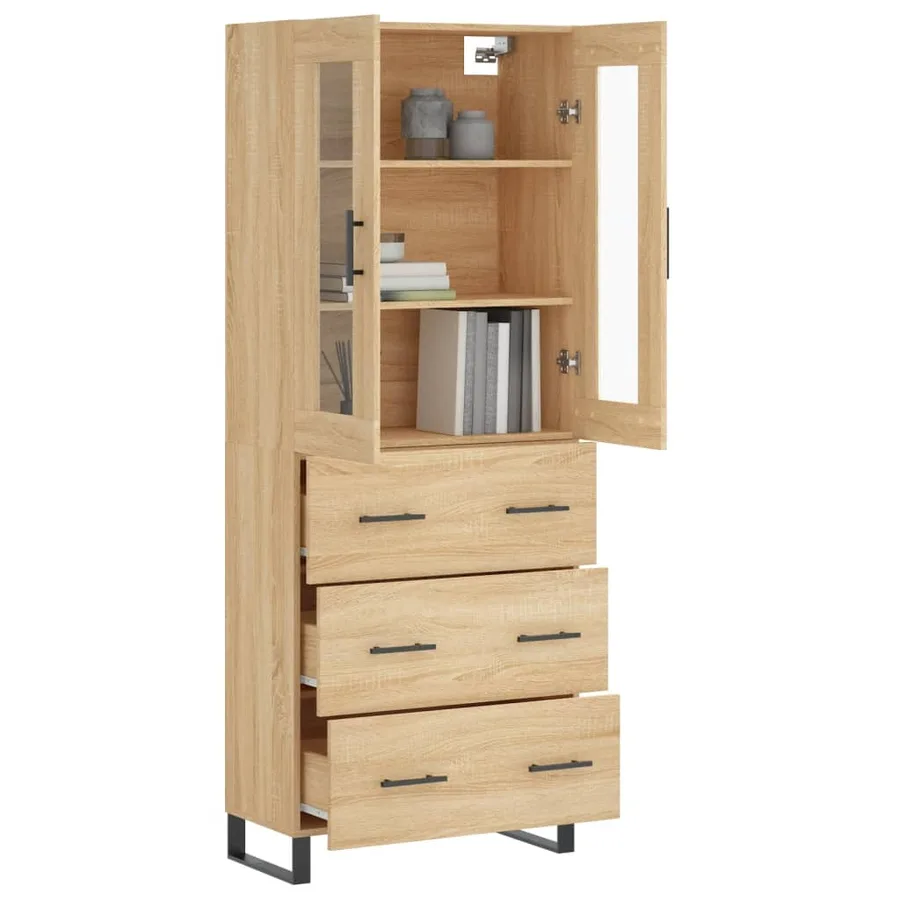 Buffet haut Chêne sonoma 69,5x34x180 cm Bois d'ingénierie - 3