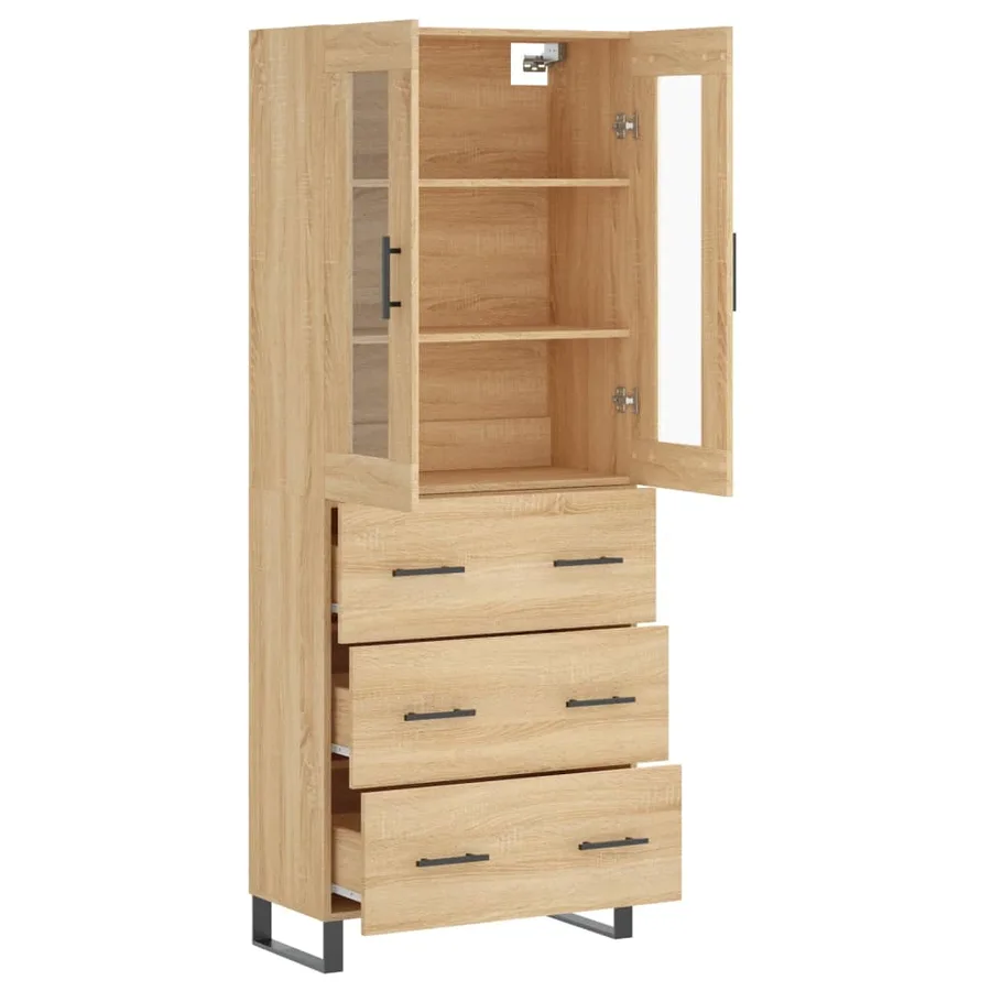 Buffet haut Chêne sonoma 69,5x34x180 cm Bois d'ingénierie - 4