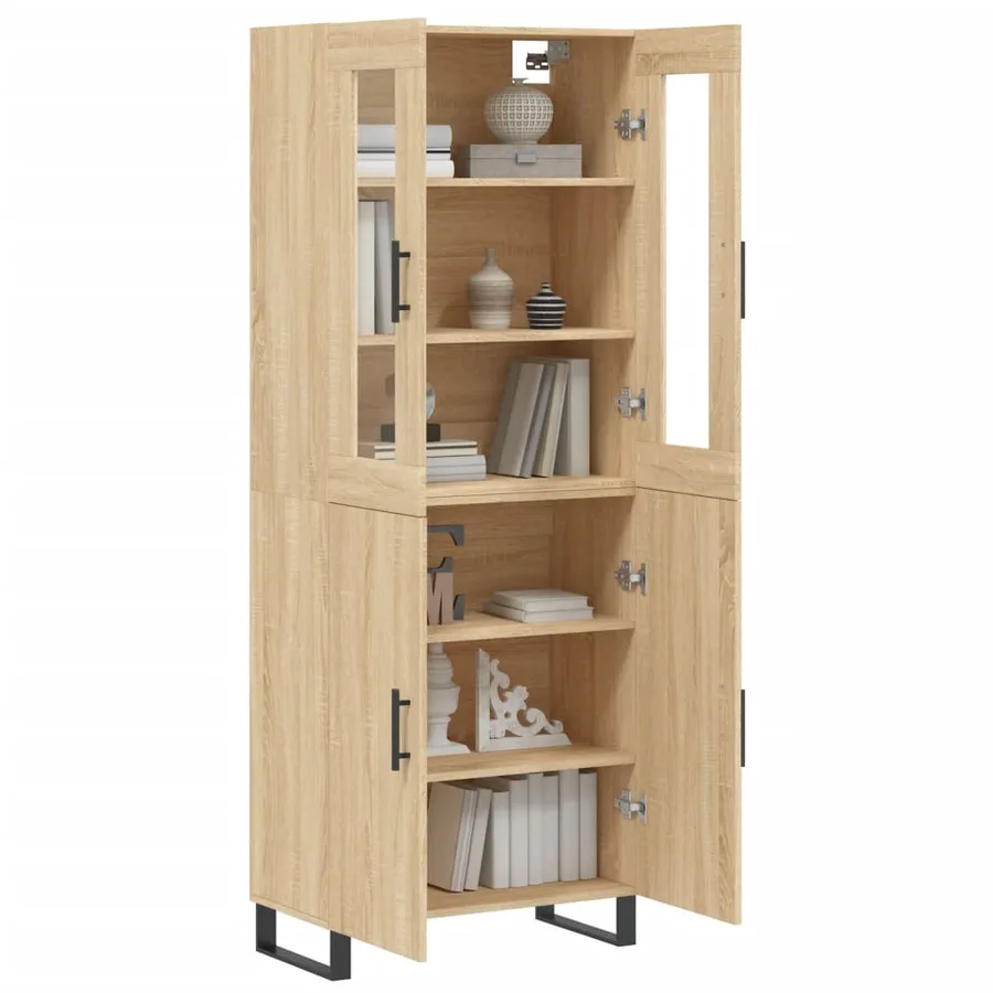 Buffet haut Chêne sonoma 69,5x34x180 cm Bois d'ingénierie - 3